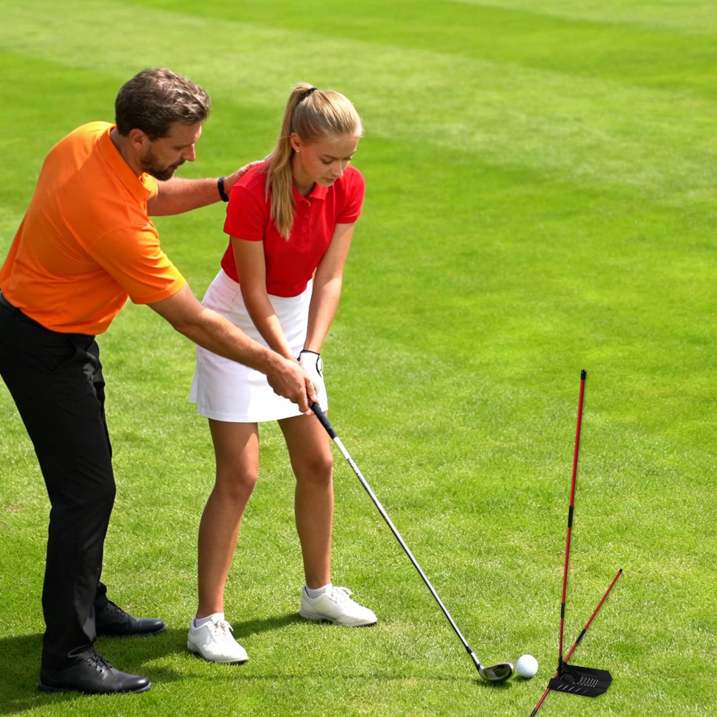 Pro Golf Alignment Sticks Holder, Golf Swing Plane & Path Training Aid Posture Alignment Trainer Equipment for Beginners Enthusiasts & Golfers Practice of All Ages