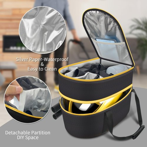 Bag for Wagner Spraytech 0282014 915e Portable Steam Cleaner, Foldable Handheld Steamer Storage Case Container for 18 Accessories Cleaning Brushes, Wallpaper Steam Plate with Pockets-Bag Only(YELLOW)