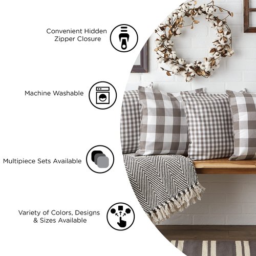 DII Throw Pillow Cover Collection Decorative Cotton Set, Navy, 12x20, 4 Count