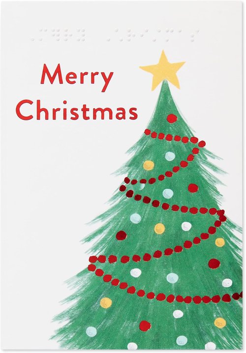 American Greetings Christmas Card - Braille Design Featuring Festive Christmas Tree