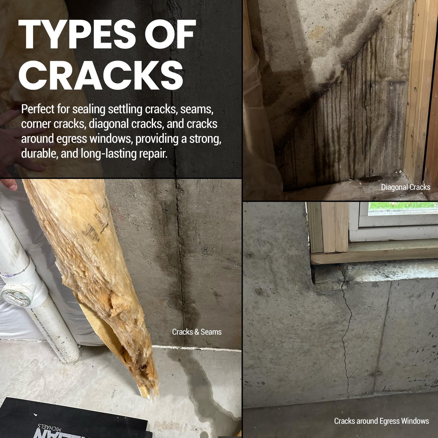 RadonSeal DIY Concrete Foundation Crack Repair Kit (20-ft) - The Homeowner's Solution to Fixing Basement Wall Cracks Like The Pros