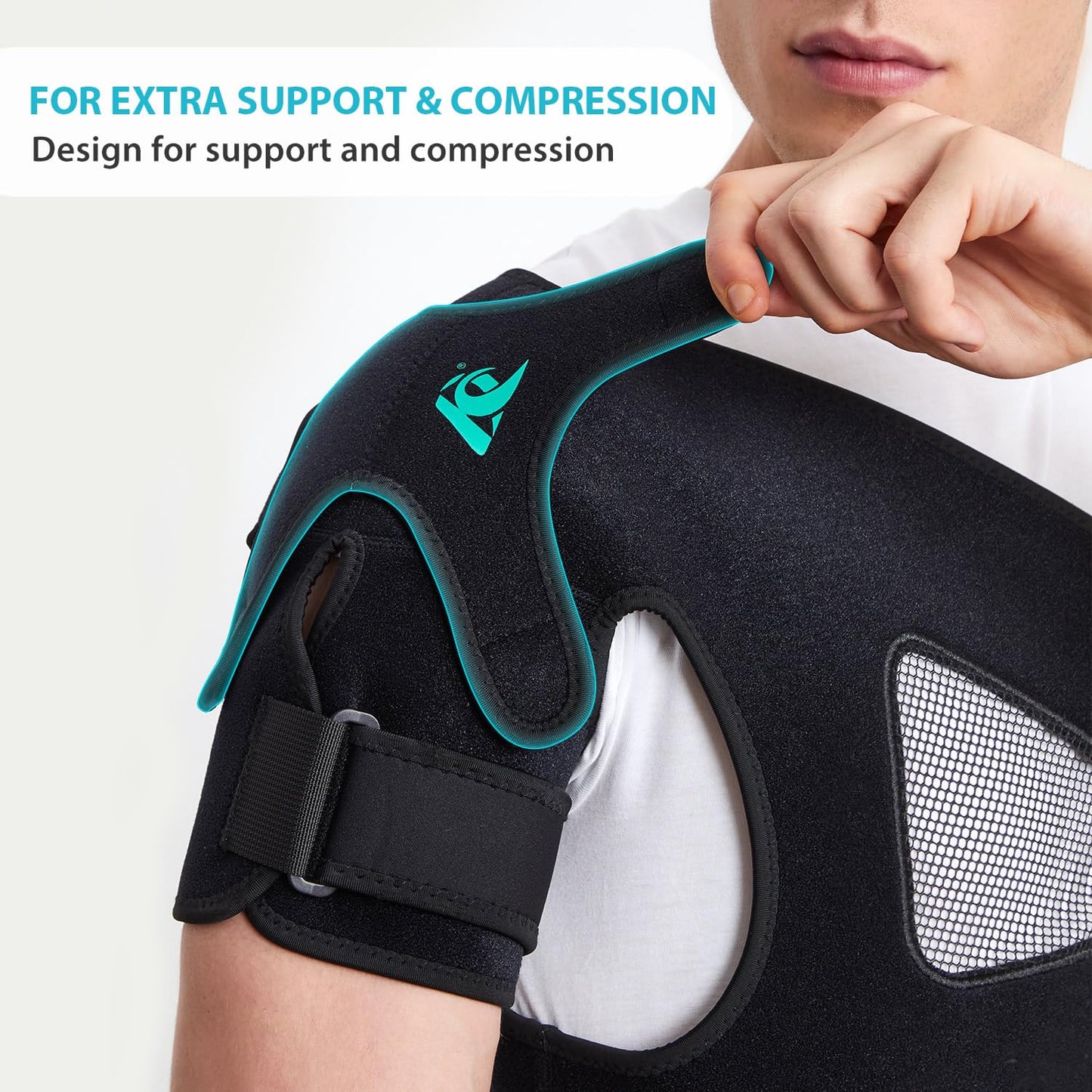 KD Shoulder Support Brace: Shoulder Stability Brace for Torn Rotator Cuff, AC Joint Pain Relief, Dislocation, Tendonitis, Arthritis - Shoulder Braces for Men/Women with X-Strap Support System