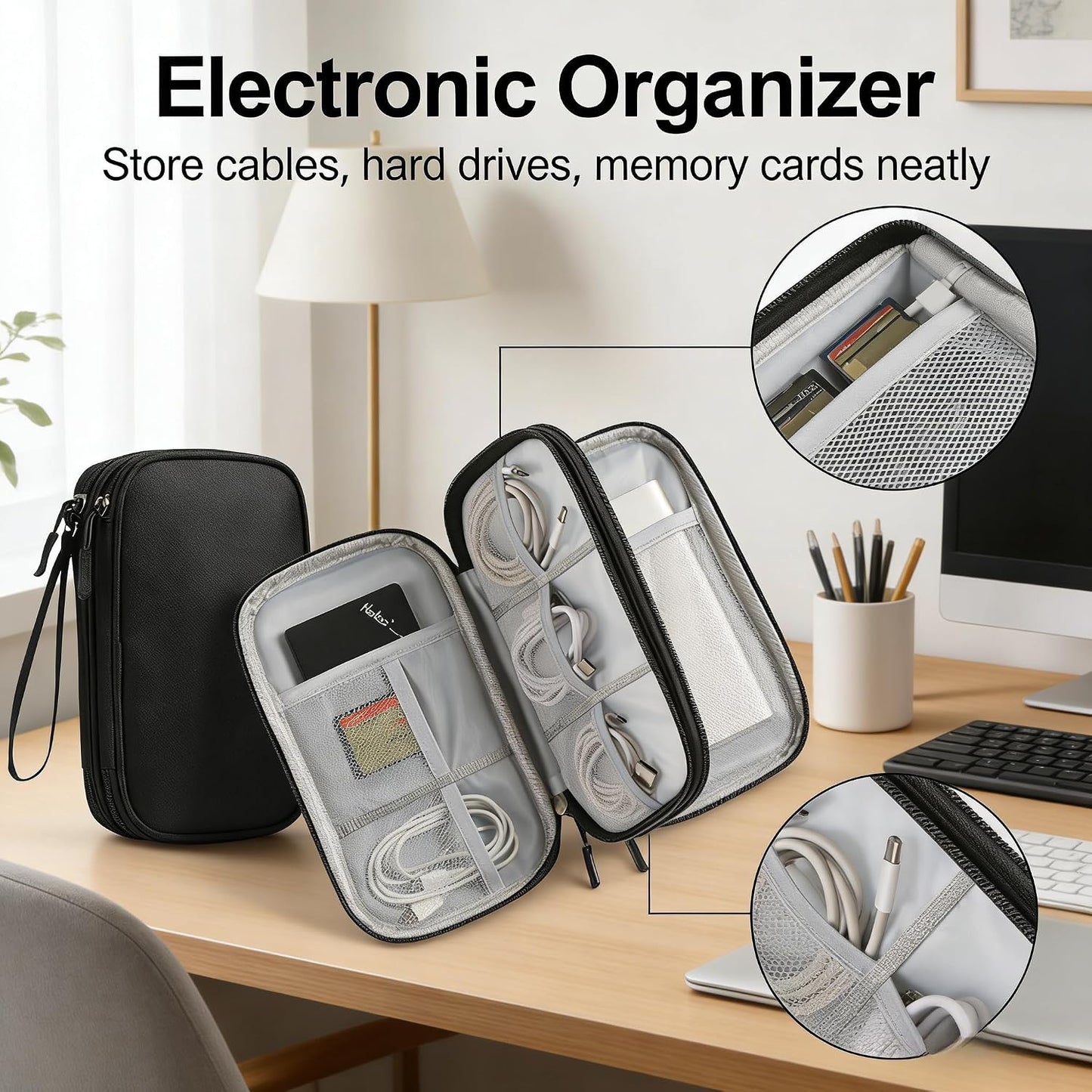vigorm Travel Storage Box - Hard EVA Protective Cover for Mobile Power Bank, Charger, Cable, Phone and Accessories