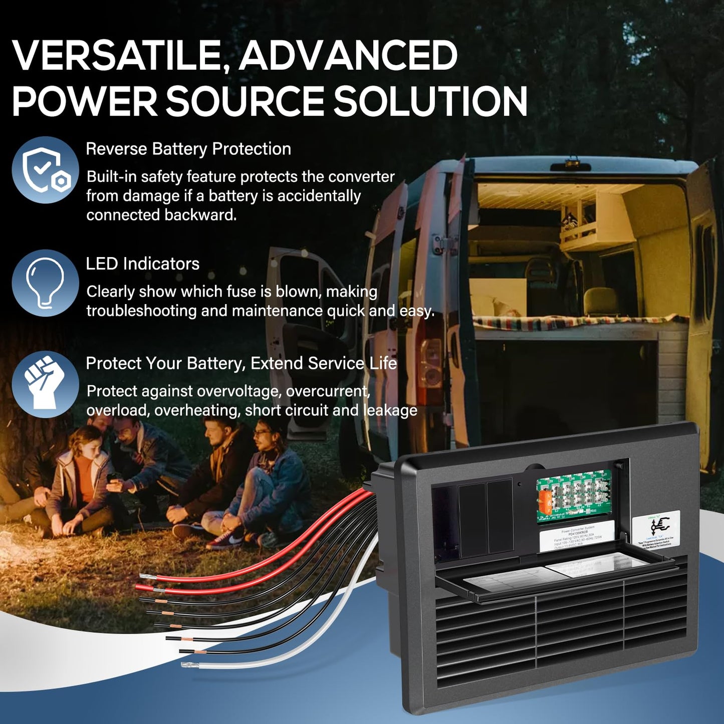 PD4135KW2BV 35 Amp RV Power Converter Panel Converter 105-130VAC to 13.6VDC 35 Amps for Inteli-Power 4100 Series, Replaces for WFCO 8735