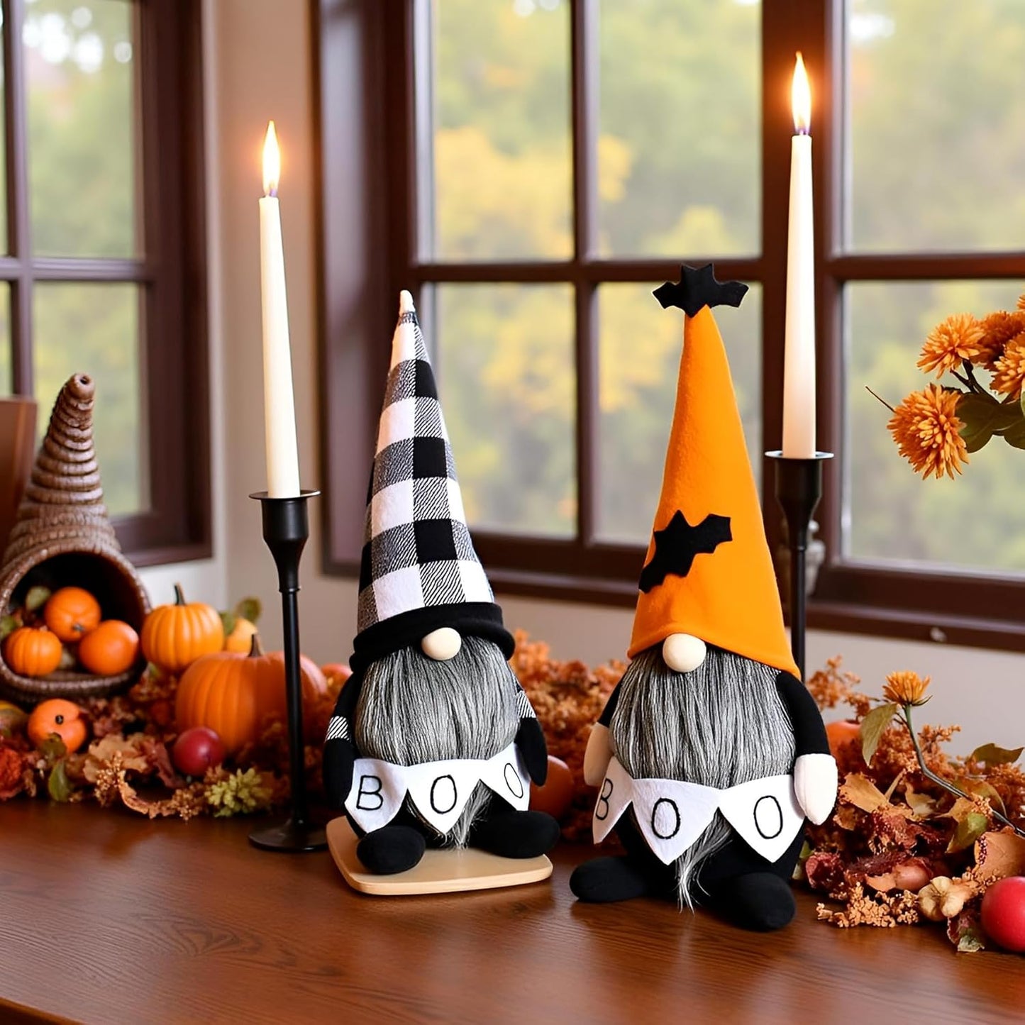 Skiennix Halloween Gnomes Decoration - 10.6'' Plush Boo & Bat Figures for Cute Home Decor | Perfect for Parties & Gifts