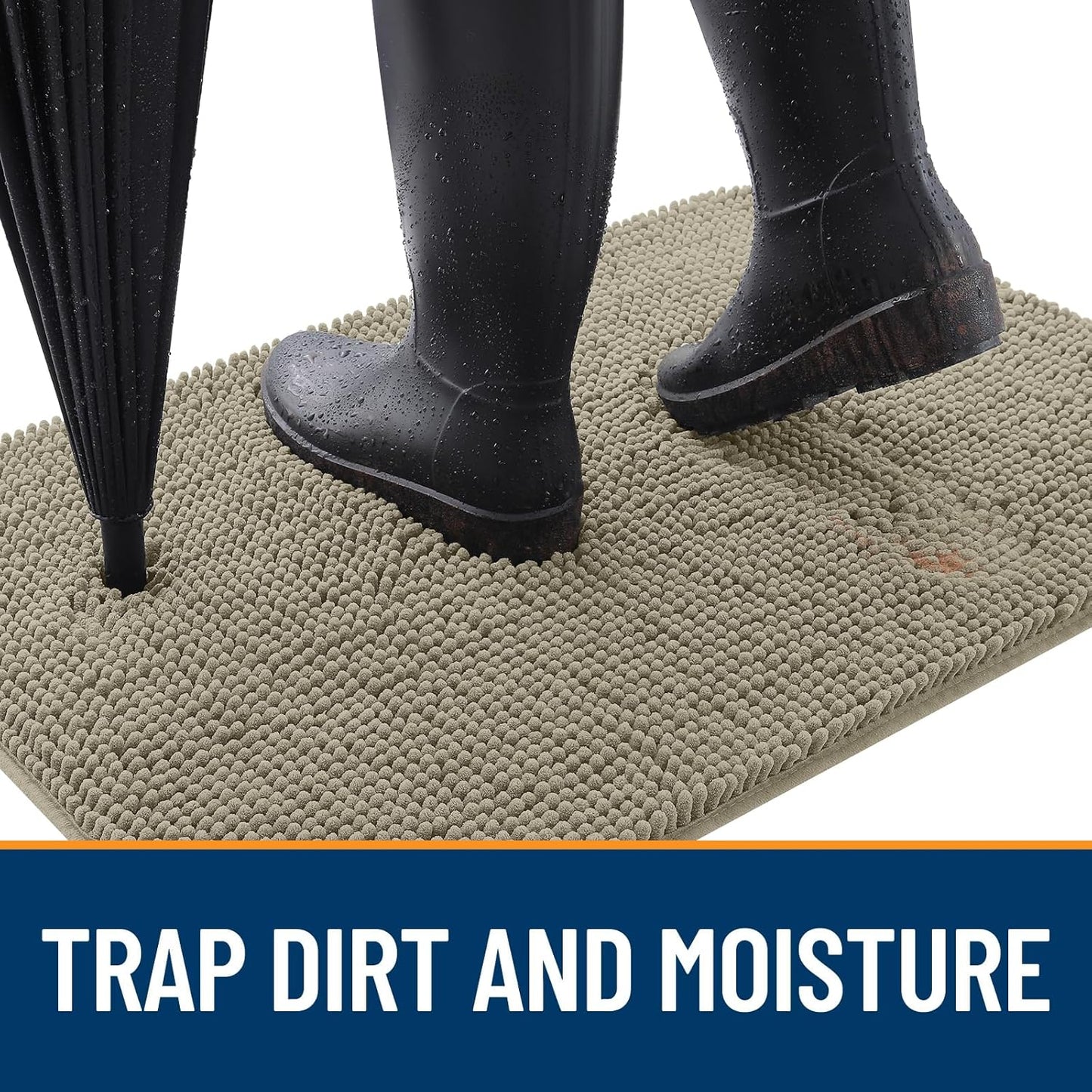 OLANLY Dog Door Mat - Absorbent Non-Slip Washable Doormat for Muddy Paws | 59x24 Warm Taupe