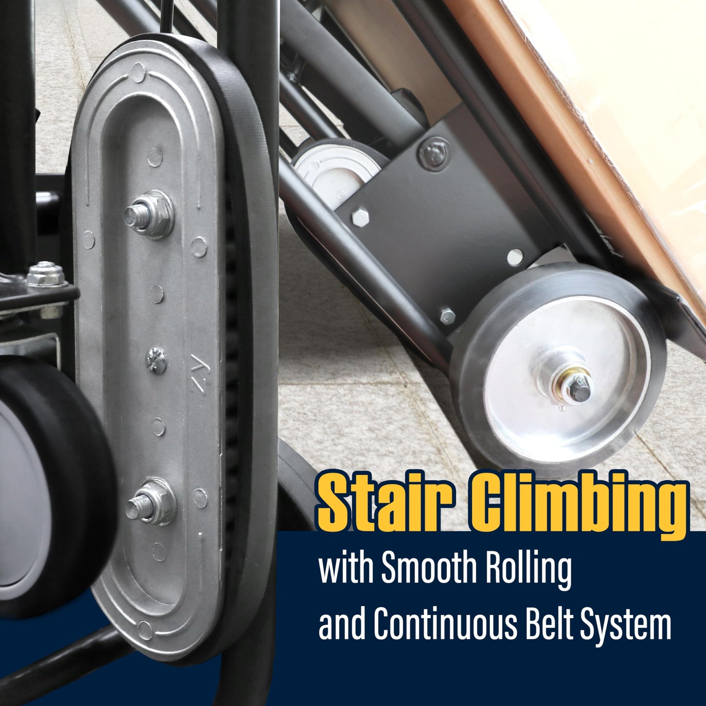 Olympia Tools 1200lbs Appliance Auto-Recoil System Hand Truck - Heavy Duty Hand Cart - Industrial Stair Climbing Furniture Dolly - Dual Aluminum Hand Truck & Rubber Treads Wheels for Stairs Climber