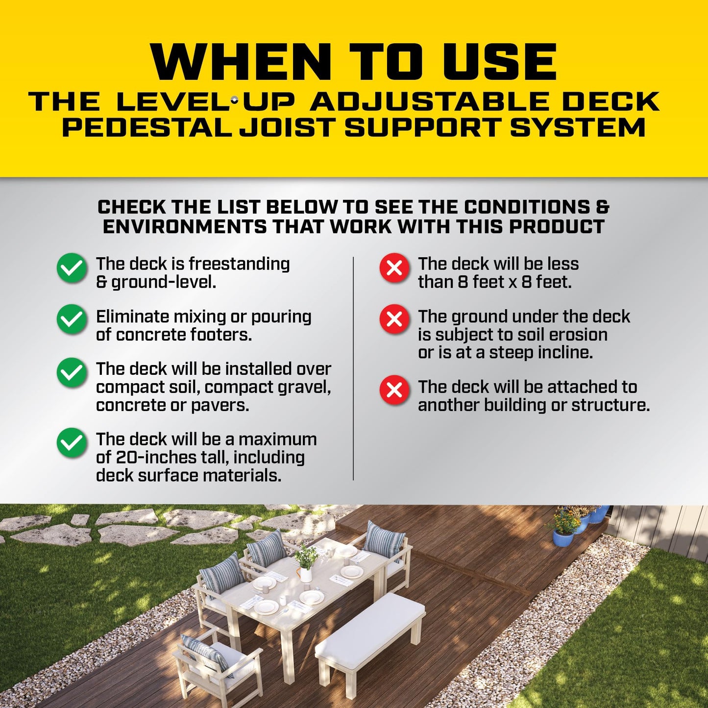 Bison Level.Up System Adjustable Deck Pedestal Joist Support Kit, 12-Pedestal Kit (7079806002)