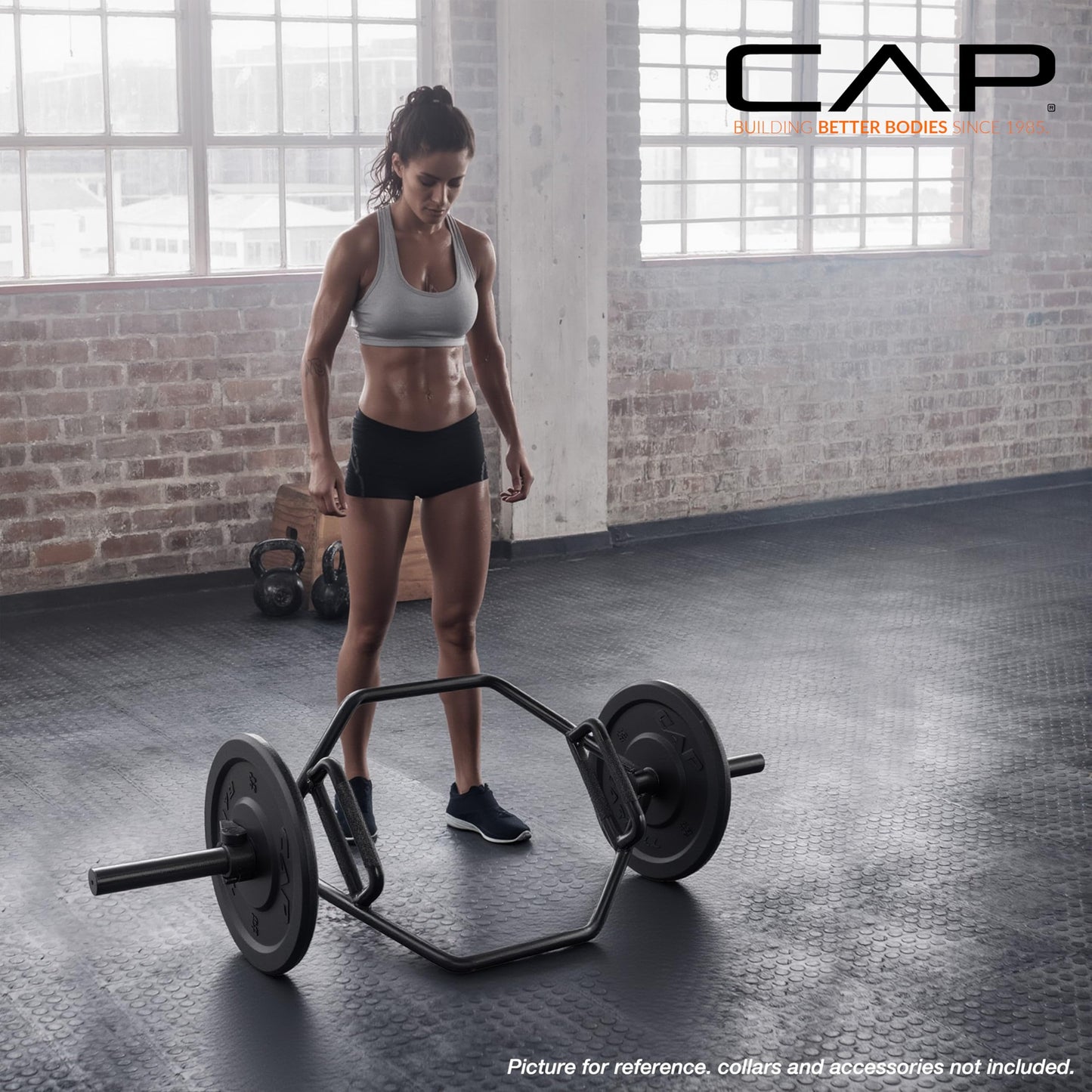 CAP Barbell Mega Olympic Trap, Deadlift, Hex Bar with Combo Neutral Grips, Black