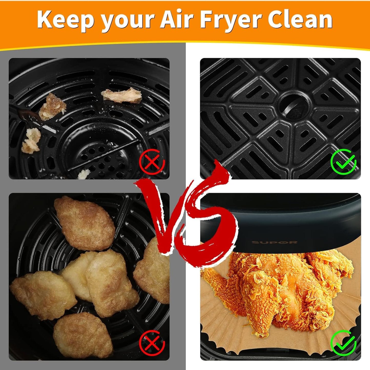 Ninja Air Fryer Disposable Paper Liners - 100PC Rectangle 8.6x5.5'' Baking Parchment Inserts