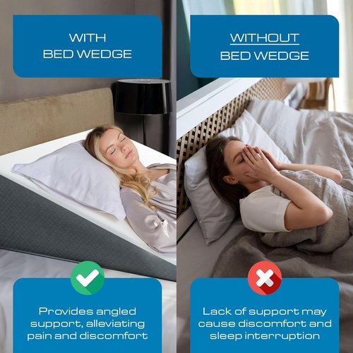 Kolbs Extra Wide Bed Wedge Pillow - Sleep Apnea & Acid Reflux Relief | Chic Jacquard Cover (12" Height)