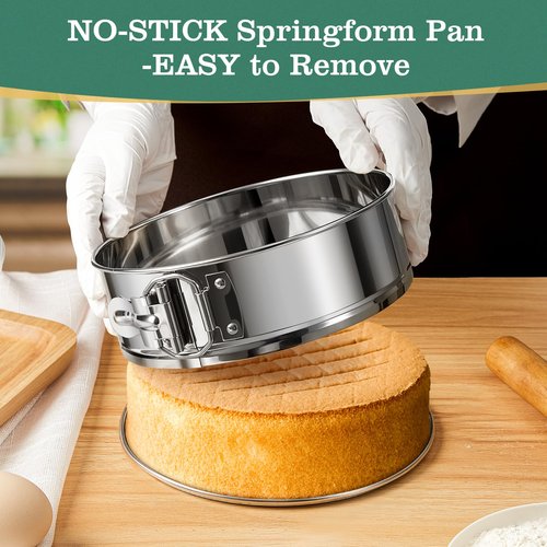E-Gtong 10 Inch Springform Cake Pan, Stainless Steel Springform Pans, Leakproof & Nonstick Cheesecake Pan with Removable Bottom, Round Spring Form Cake Pan For Baking
