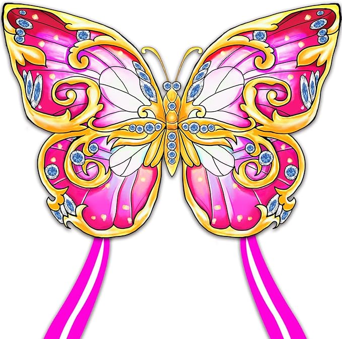 Xida Butterfly Kite for Kids & Adults, Easy to Fly, Ages 4-8, Large Kite with 300ft Handle, Perfect for Beach Trips