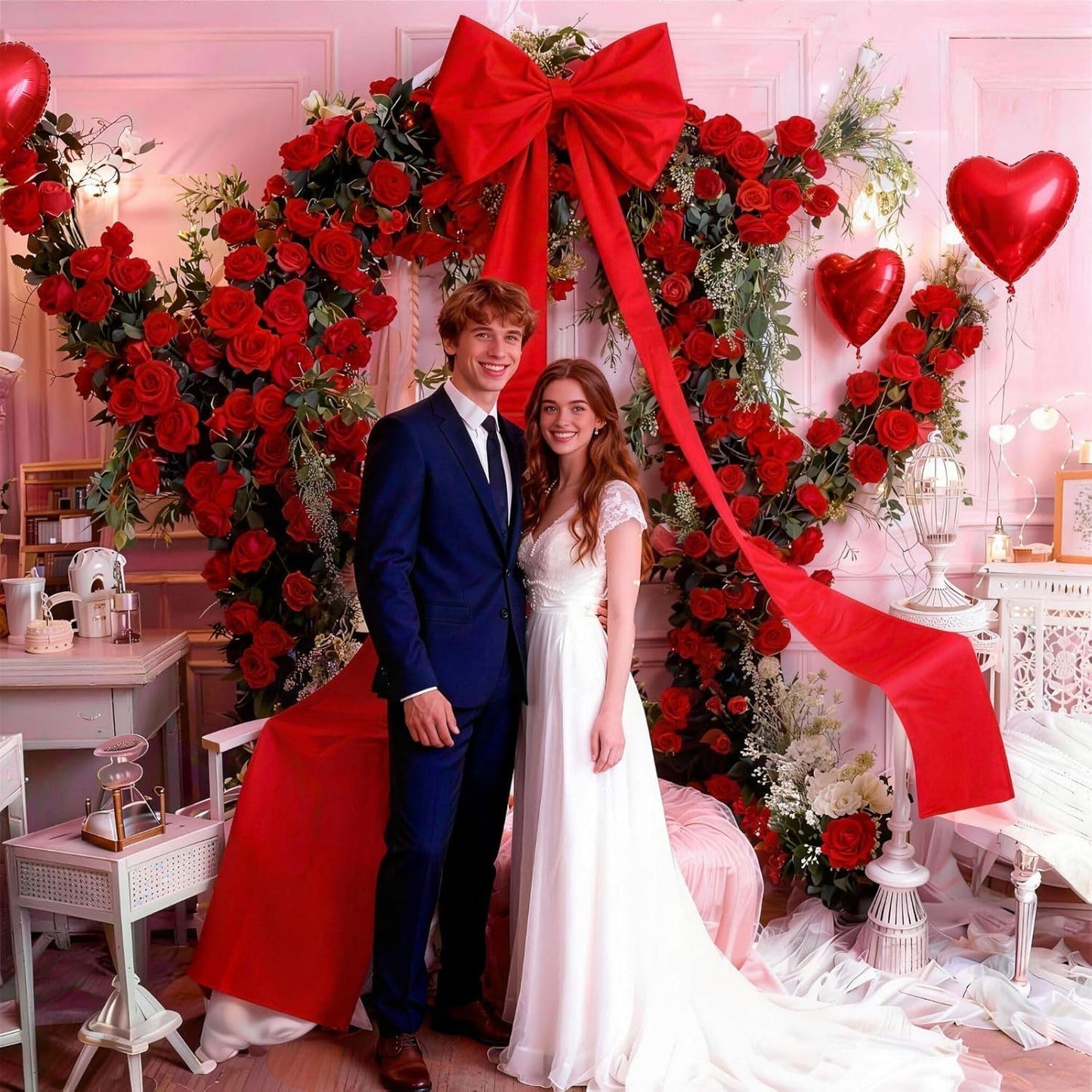 Skiennix Extra Long Satin Red Bow - 70x20 Inch Wall Decor for Valentine's Day & Weddings
