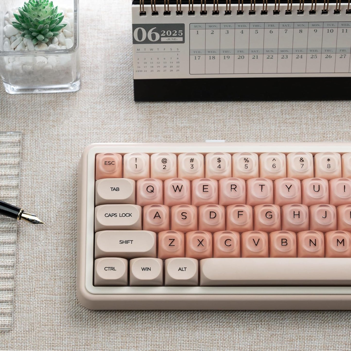 Rainy75 132 PBT Keycaps, Jelly Pink Keycap Foundation MOA Profile, Keys Cute Custom Keycaps for Cherry Gateron MX