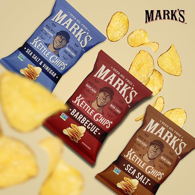 MARK’S Kettle Cooked Avocado Oil Potato Chips, Variety Pack – Seed Oil & GMO Free | 3-Flavor Variety Pack, 5 oz (Pack of 3) | Gluten Free, Non-GMO Chips for Clean & Healthy Snacking