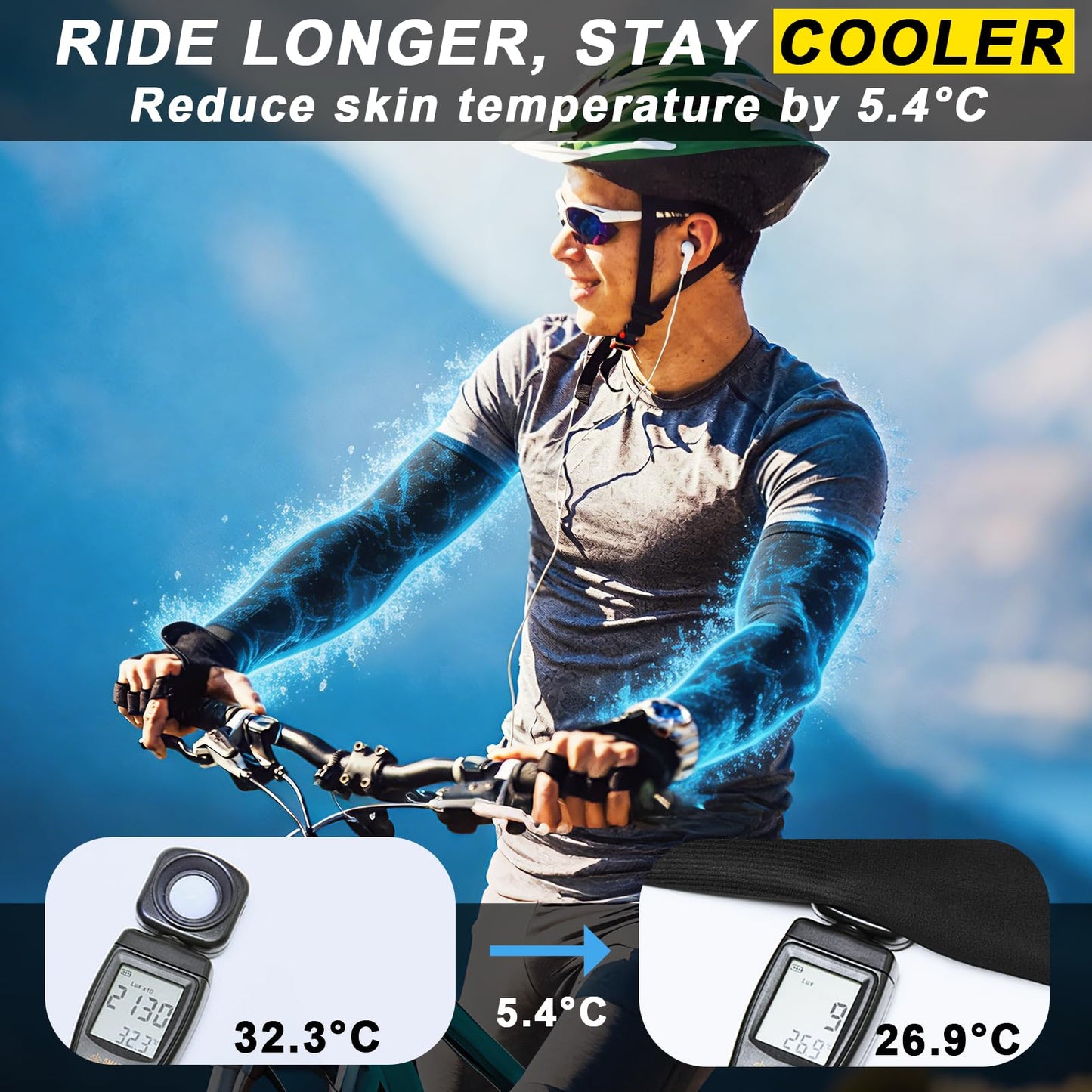 ROCK TAKIN UPF 50+ UV Arm Sleeves for Men Women, Sun Protection Cooling Sports Sleeves for Running Cycling Golf Baseball Tattoo Cover