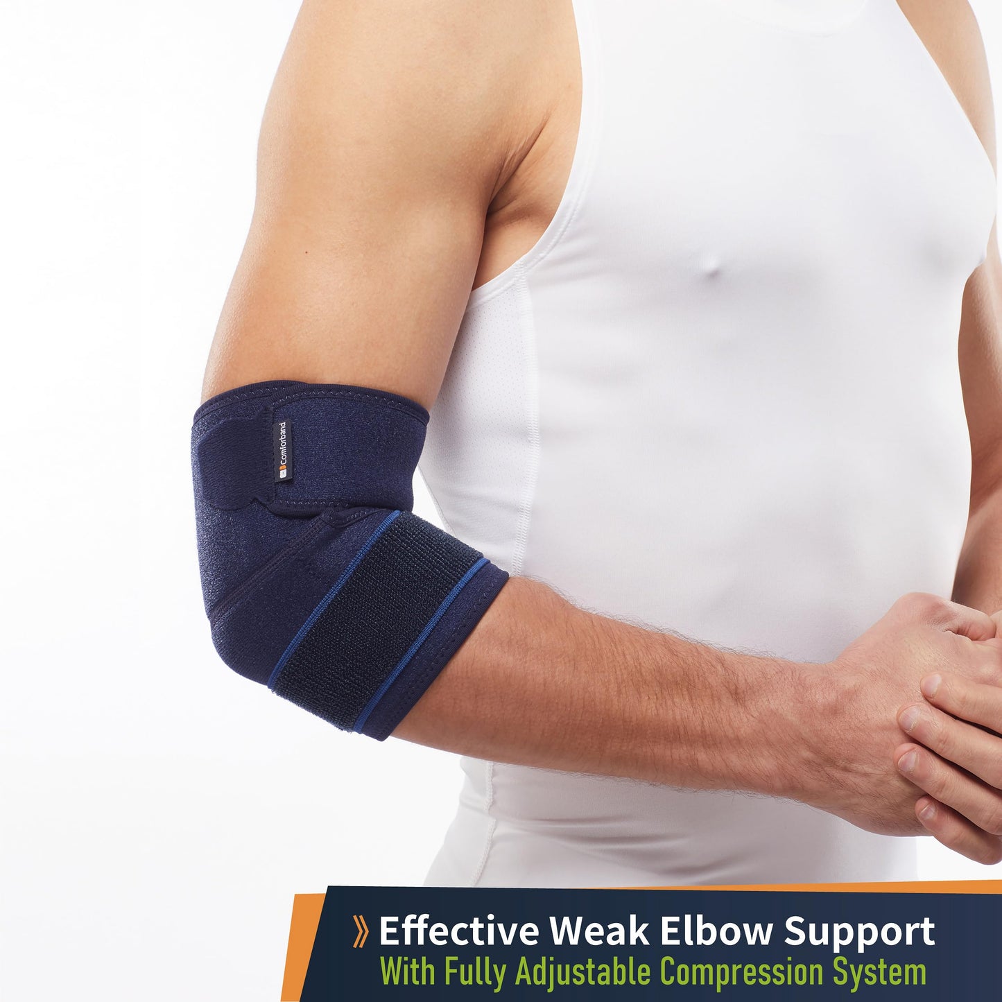 Comforband Adjustable Elbow Brace – Targeted Support for Tennis Elbow, Golfer's Elbow, Tendonitis, Arthritis, Bursitis, Sprains, and Strains – One-Size-Fits-Most Compression Sleeve for Pain Relief and Injury Recovery