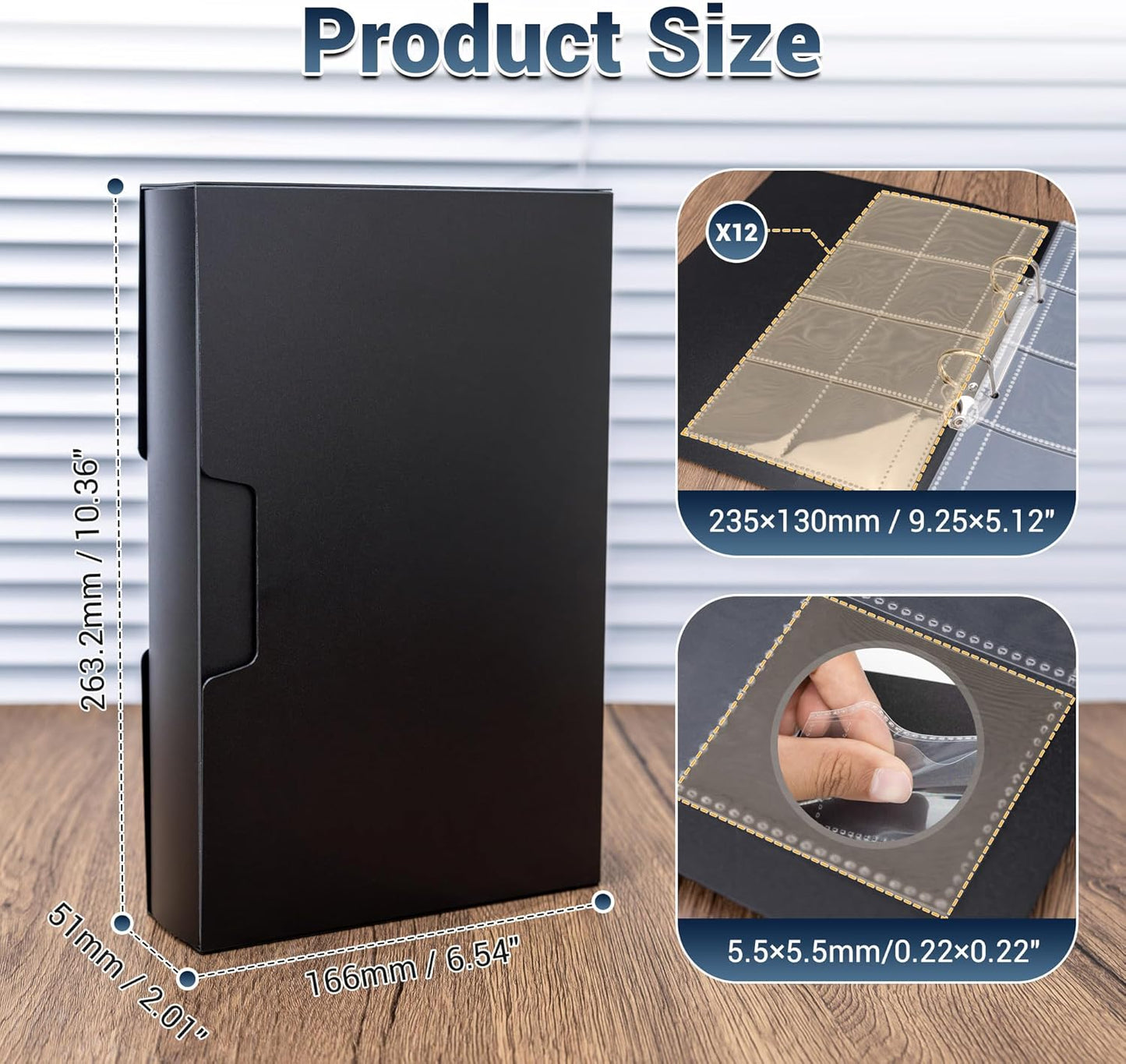 JJC 35mm 96 12 48 Slide Storage Box Kit - Archival Safe Pull-Out Case Holds Mounted Slides, with Acid-Free Pages