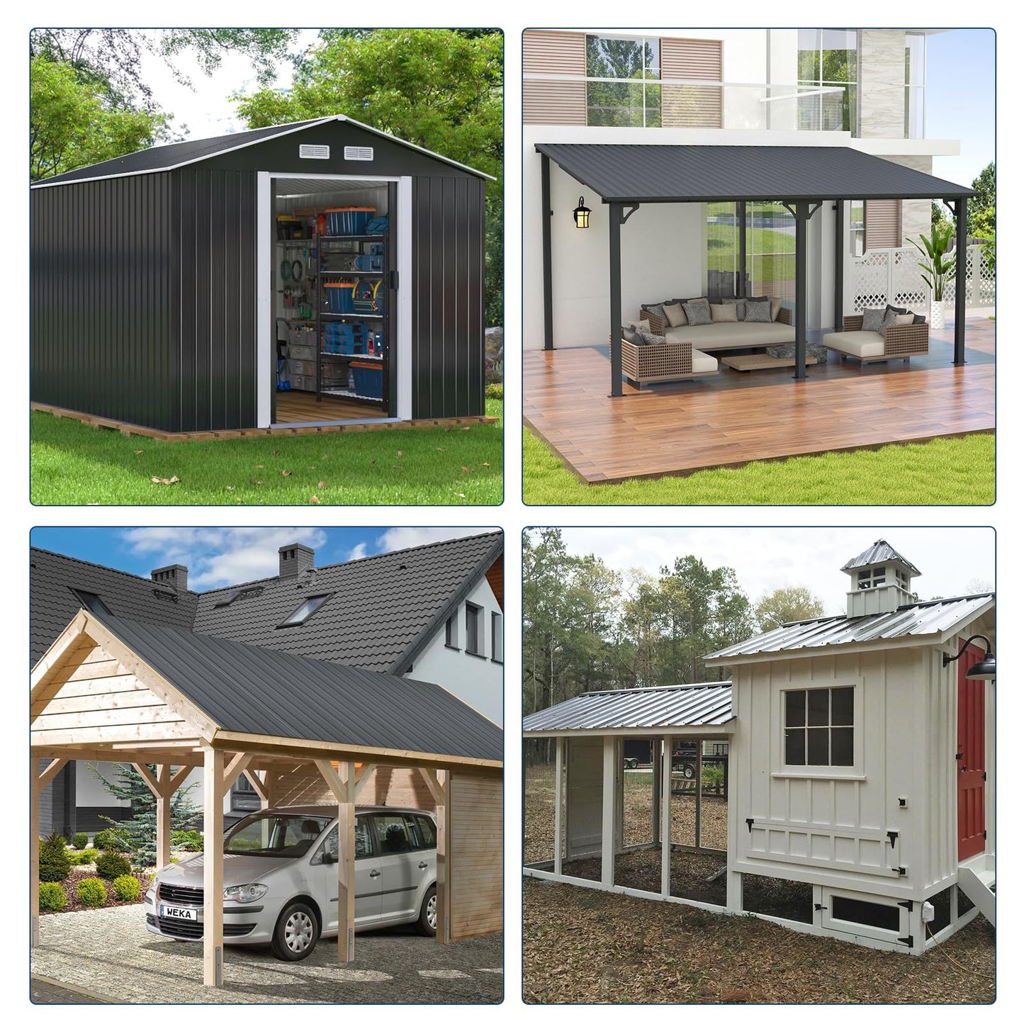 GarveeTech 20 Pcs Metal Roofing Panels, 42.52"X16.77" Corrugated Metal Sheets with Screws, Heavy Duty Galvanized Roof Panels for Pergola, Gazebo, Shed, Chicken Coop, Garage, Patio