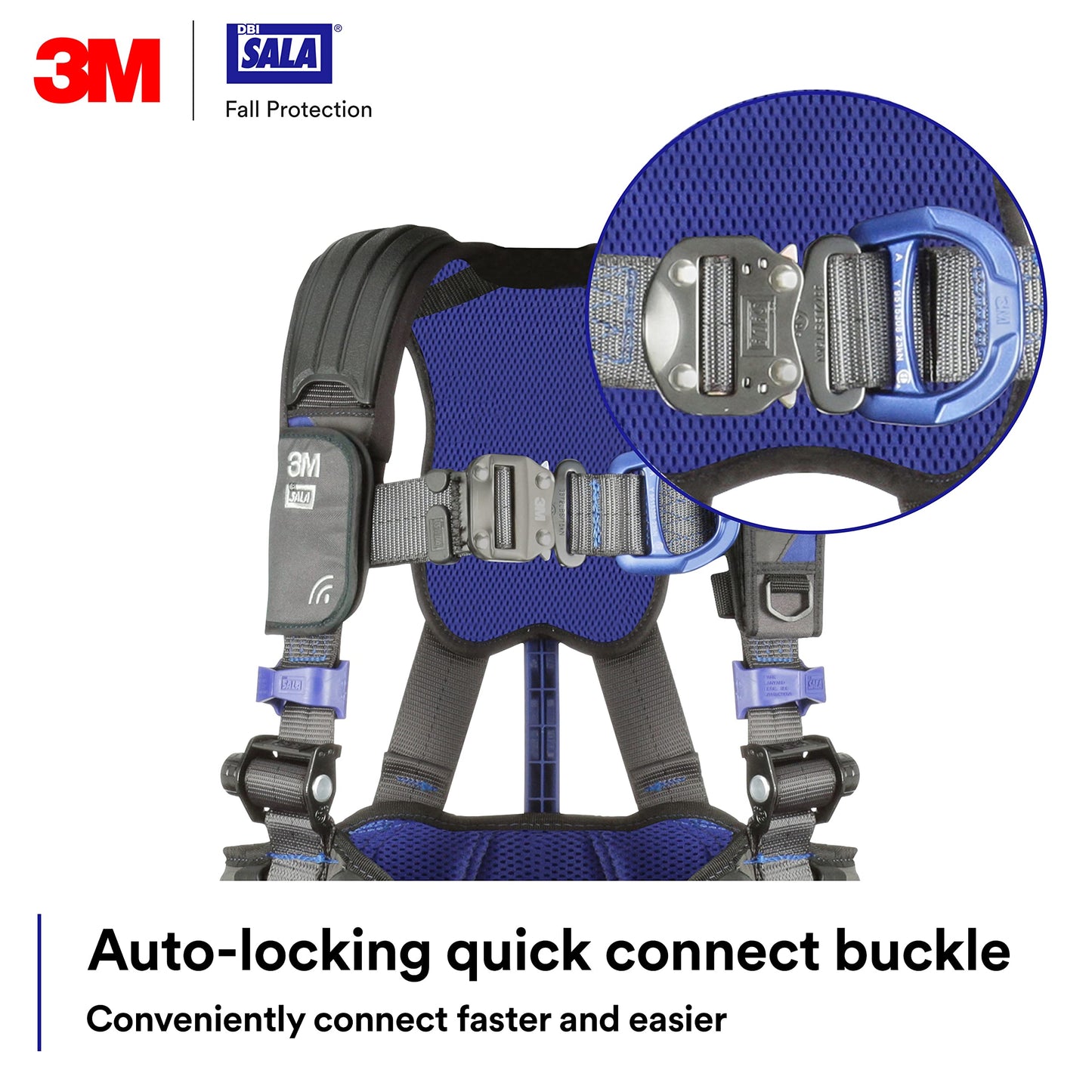 3M 1113376 DBI-SALA ExoFit X300 Telecommunications Tower Suspension Safety Harness, 4 D-Ring Connections, Lightweight Rigid Aluminum Seat, Tongue Leg Buckle, Back and Leg Padding, SRL Adapter, Medium