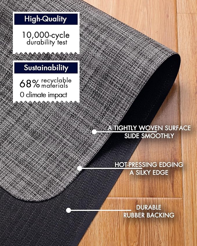 BARoyal Office Chair Mat for Hardwood Floor Under Desk Computer Rolling Chair Mat for Wood/Tile Floor Non-Slip Heavy Duty Desk Rug PVC Plastic Hard Floor Protector 45" x 53"(Gravel)
