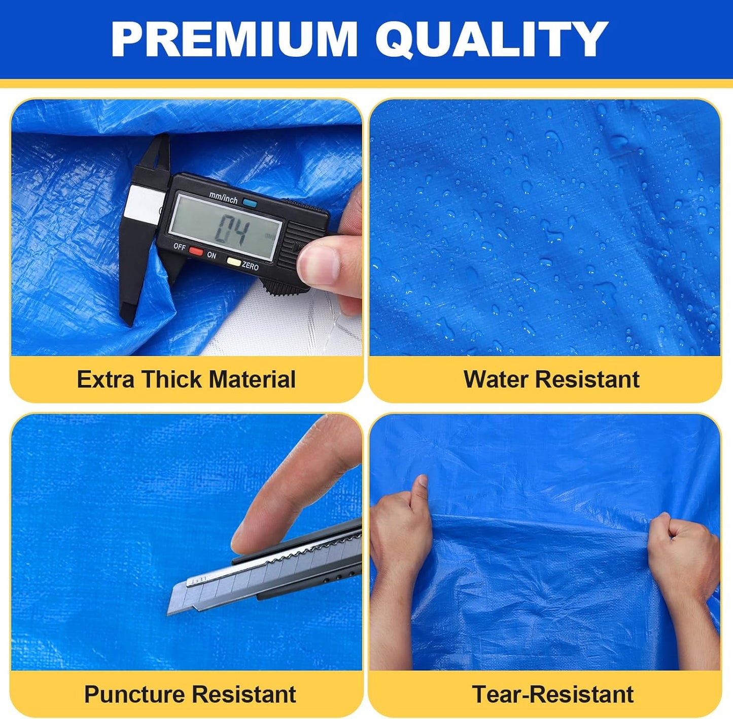 TICONN King Mattress Bag - Heavy Duty Storage Cover with Full-Around Handle & Adjustable Buckles | Blue