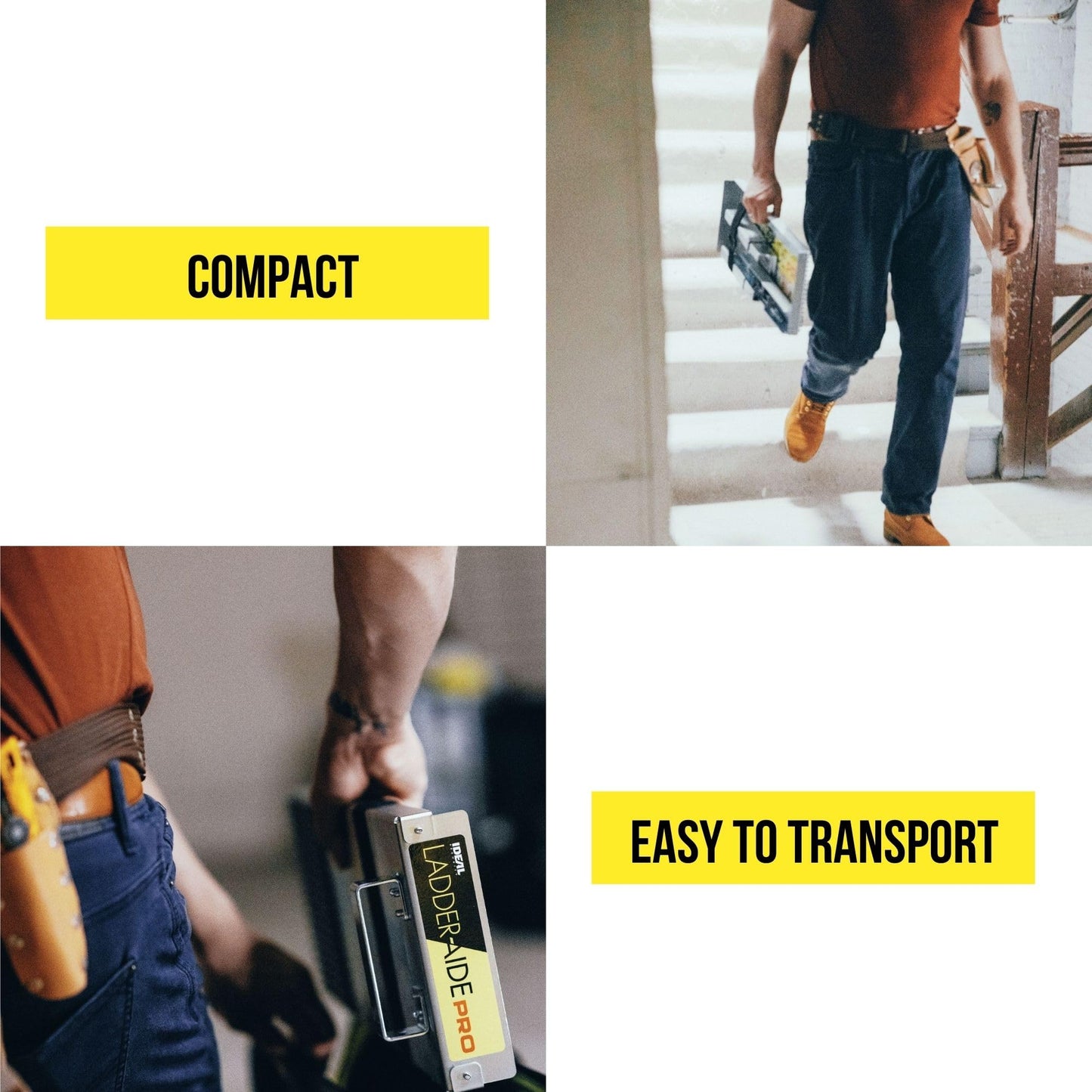 Ideal Security Foldable Ladder-Aide PRO: Fits Steps 4.921" to 7.875" High, Ladder Extender, Accessories, Stabilizer, Leveler for Single and Extension Ladders
