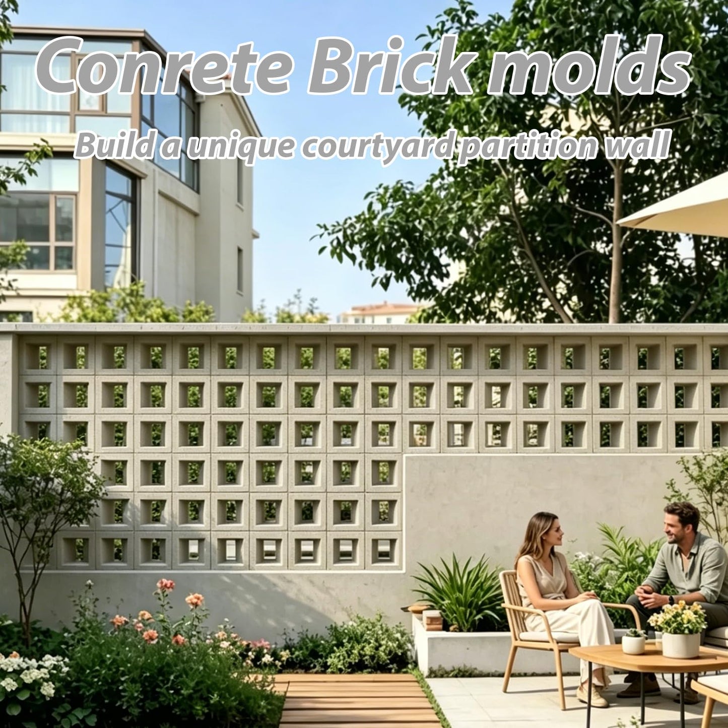 MWYZGMOLD Concrete Brick Molds - Reusable ABS Plastic Square Hollow Block Molds for DIY Garden Wall,Pathway Edging,Planter - Cement Block Mold for Construction, Landscaping