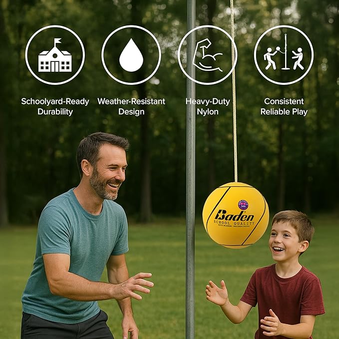 Baden School Quality Tetherball Set - Soft-Touch Tetherball Ball and Rope
