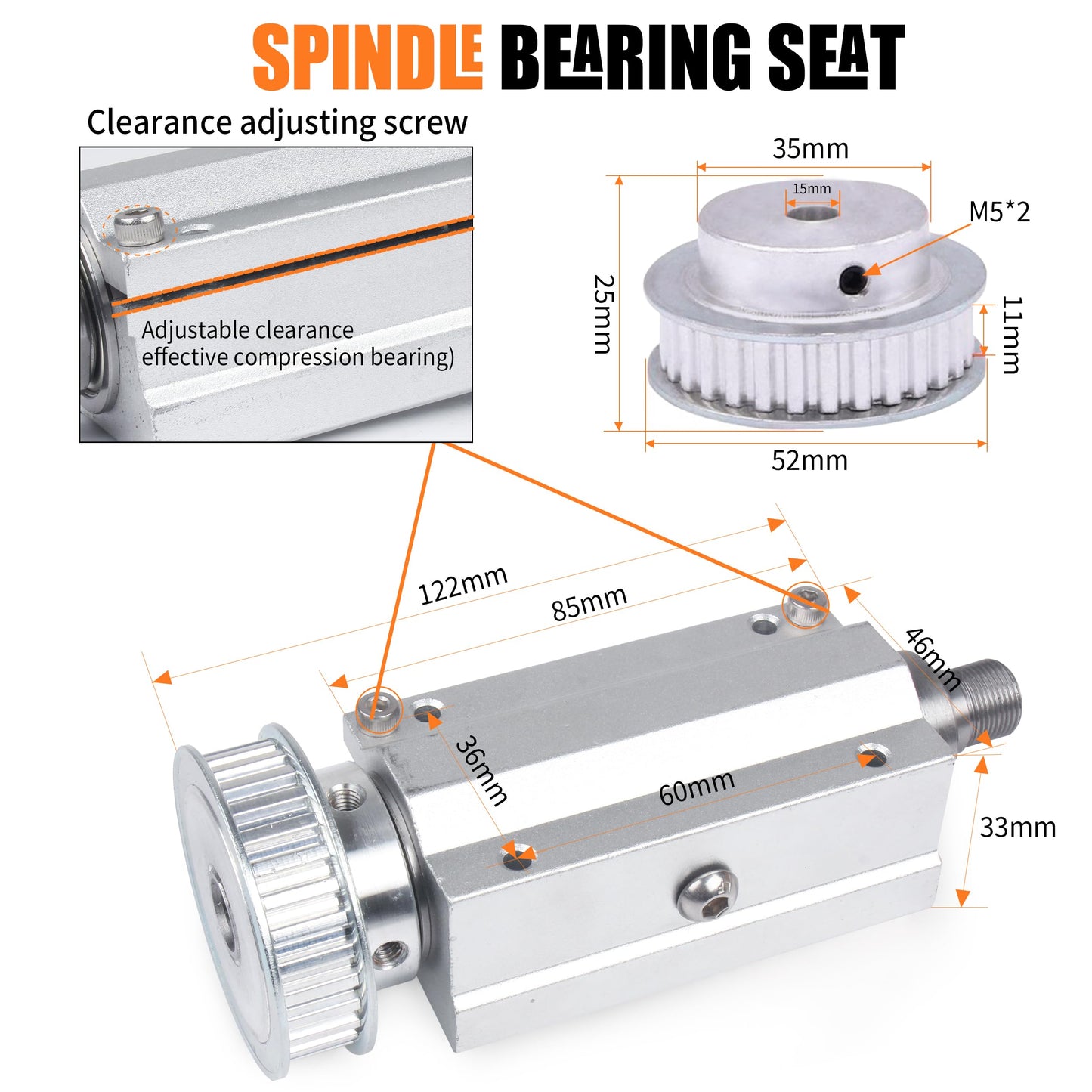 RATTMMOTOR No powered Multi-function Lathe chuck spindle assemblies 895 Motor Rotary Lathe Woodworking Spindle Motor Chuck 63mm for CNC Lathe Grinder machine Table Saw (4 Jaw 63mm)