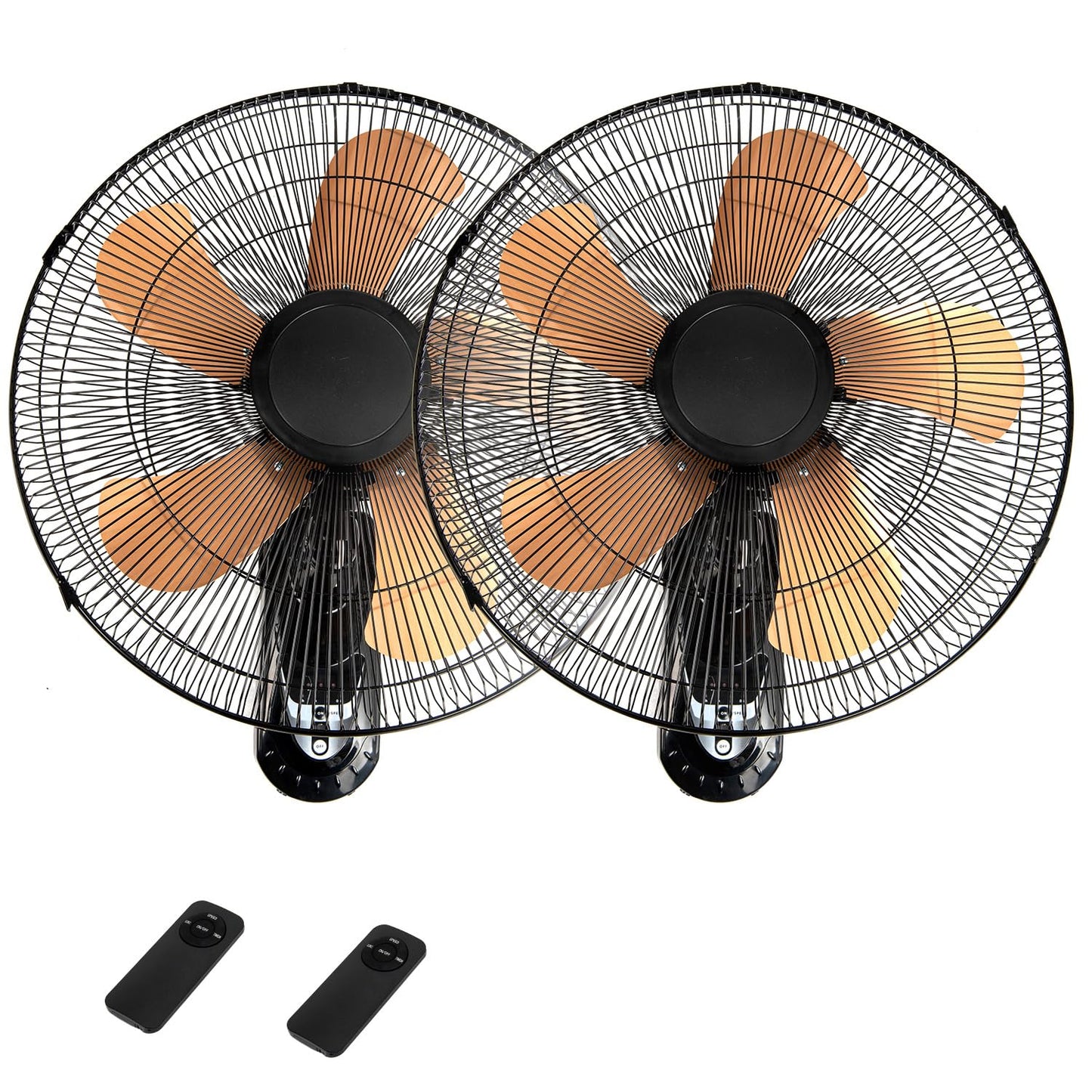 20 Inch Wall Mount Fan with Remote 2 Pack, 3-speed Wall Oscillating Fan with 5 Blades, Adjustable Tilt and Timing, High Velocity Wall Mounted Fans for Bedroom, Gym, Office, Warehouse, Garage