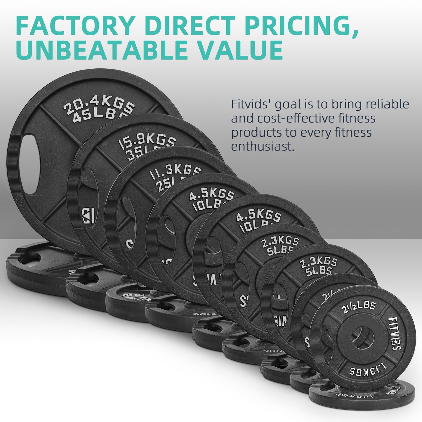 Fitvids 1 Inch Standard Barbell Weight Plates and Bar Set, 5 FT Barbell Bar and 35 LB(2.5-10 LB) Barbell Weight Set for Home Gym Strength Training, Double-grip Design