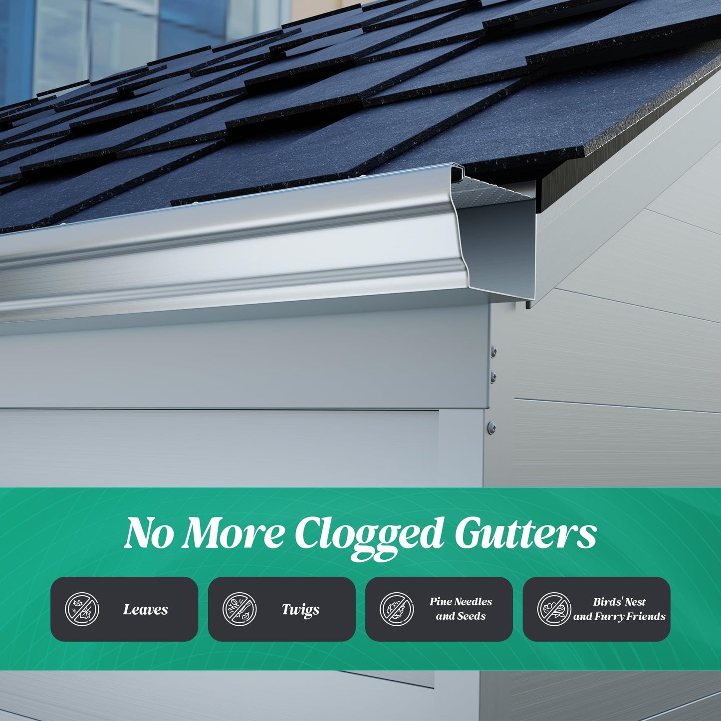 5 Inch Gutter Guard 50 Pcs 200 ft Aluminum Mesh Gutter Guards with Screws Heavy Duty Gutter Leaf Guards DIY Gutter Covers Leaf Filter Gutter Screen for House Gutters