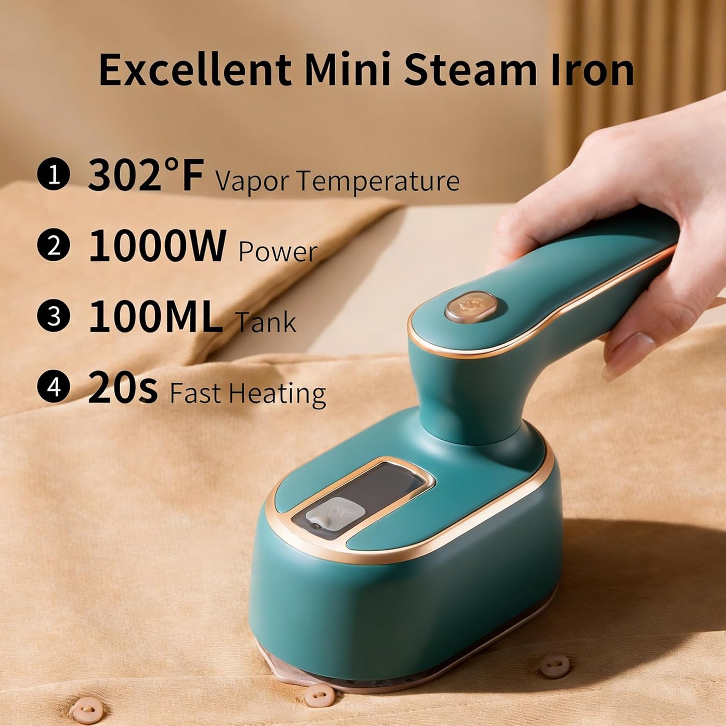Skiennix Travel Steamer | 1000W Compact Mini Iron for Wrinkle Removal - Perfect for Home & Travel