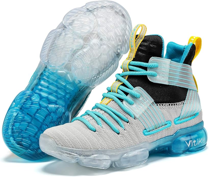 VITUOFLY Kids Basketball Shoes Boys Air Cushion Sneakers Girls Mid Top School Hoops Shoes Non-Slip Outdoor Sports Running Gym Comfortable Durable Little Kid/Big Kid