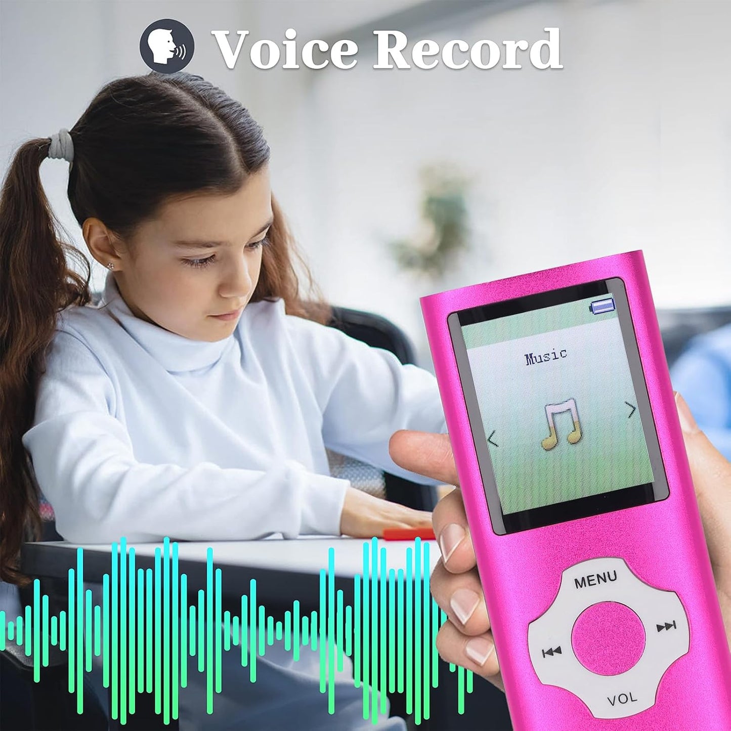 Zopsc MP3 MP4 1.8in 128GB Player, Lossless Sound Portable Video Music Player, Color Screen Digital Music Player