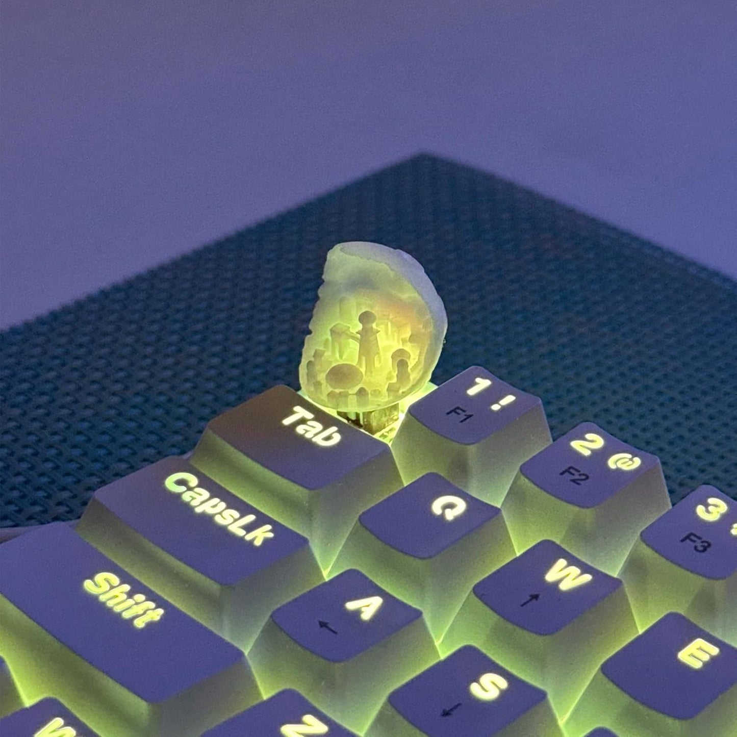 TRENDY WHIMSY Custom Mechanical Keyboard Keycaps Moon City Design PBT Dye-Sub, Cherry MX Compatible, Unique Limited