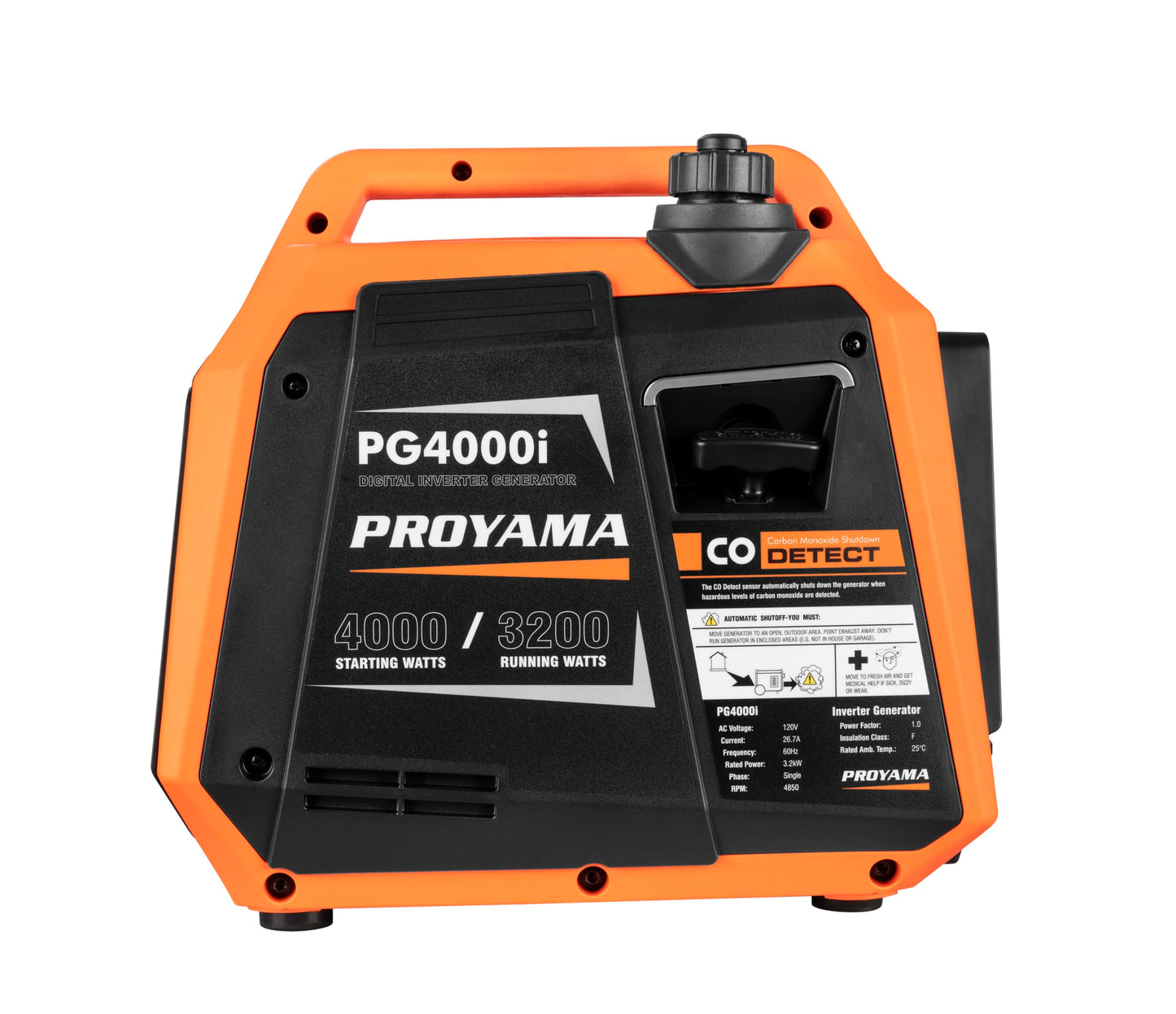 PROYAMA 4000W Portable Gas Inverter Generator, CO Sensor, Digital Interface, RV - Ready, LED Light, ECO - Mode, Parallel Capable, Low Oil Shutoff, Super Quiet and Lightweight with Weatherproof Cover