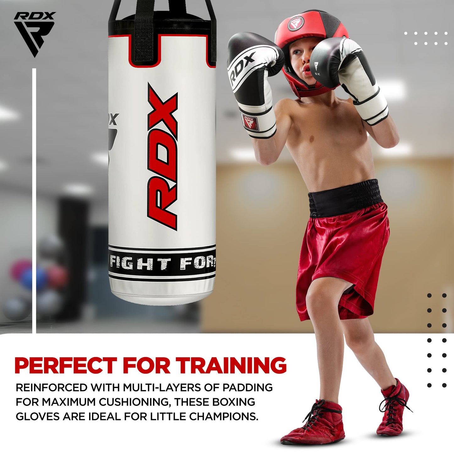 RDX Kids Punching Bag 2FT, Heavy Filled Boxing Set, Non Tear Maya Hide Leather Junior Hanging Bag, Kickboxing MMA Grappling Muay Thai Taekwondo Karate BJJ Workout Training