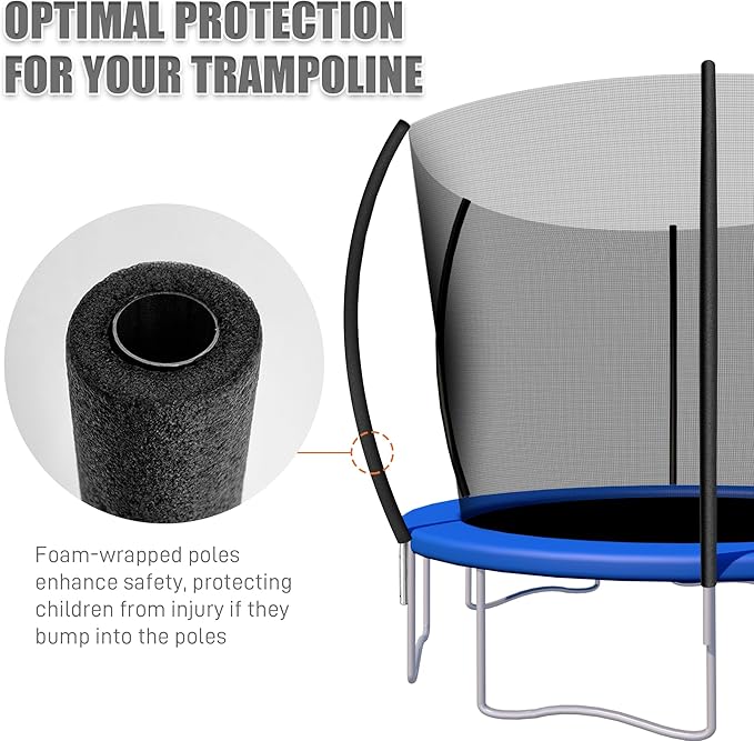 1PCS Trampoline Curved Pole, Universal Trampoline Replacement Enclosure Pole to Fit 8-16FT Curved Pole Trampoline Frame, Includes Foam Sleeve and Hardware with 2 Installation Options