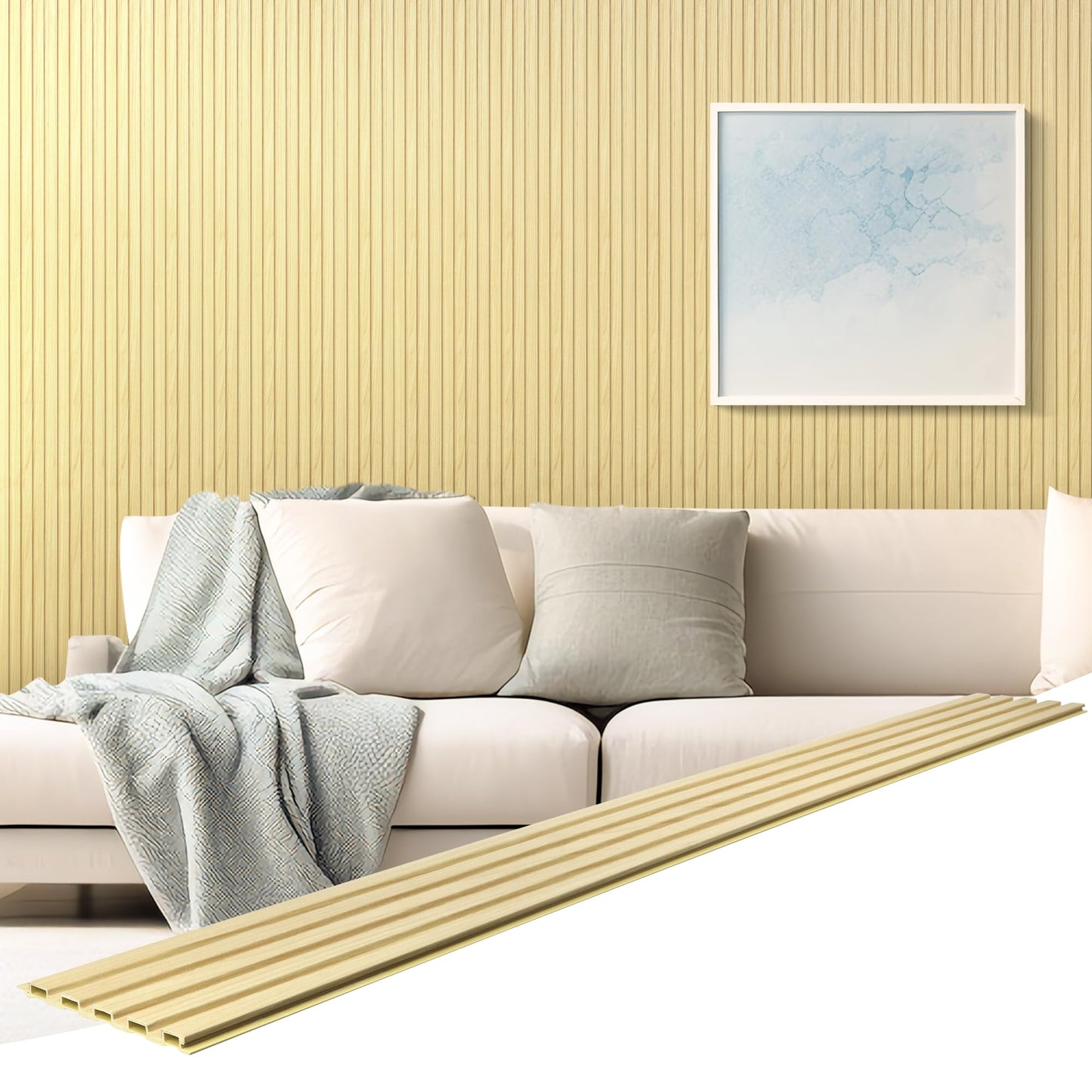 LETKEYS WPC Slat Wall Panels, 16 Packs 48 x 6 Inch WPC 3D Wood Wall Paneling for Interior Wall Decor, Living Room, Bedroom, TV Background, Wainscoting Panels for Wall Decor, Light Maple