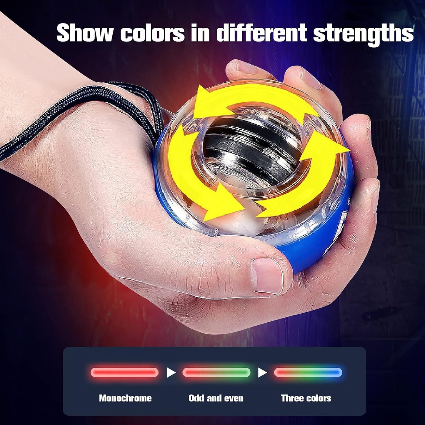 JIN BD Wrist Ball Auto-Start Gyro Ball – Desk Toy & Wrist Trainer for Gamers & Office Workers No Light Blue (Relieves Fatigue & Carpal Tunnel Syndrome)