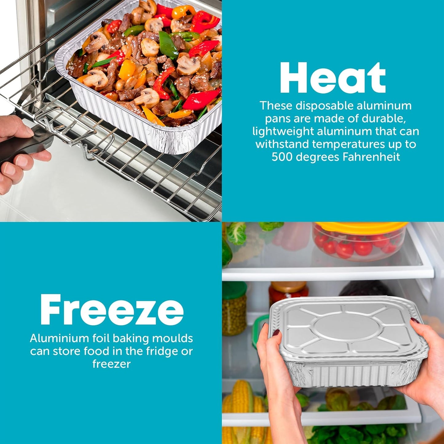 Aluminum Pans 8x8 - 20 Pack Disposable Foil Pans With Lids for Cooking, Baking & Roasting