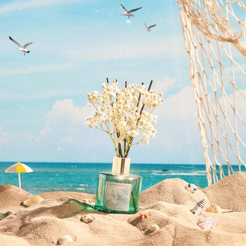 Cocorrína Reed Diffuser - Hawaii Melody 6.7 Fl. Oz Set with 8 Sticks & Preserved Baby's Breath | Home Decor