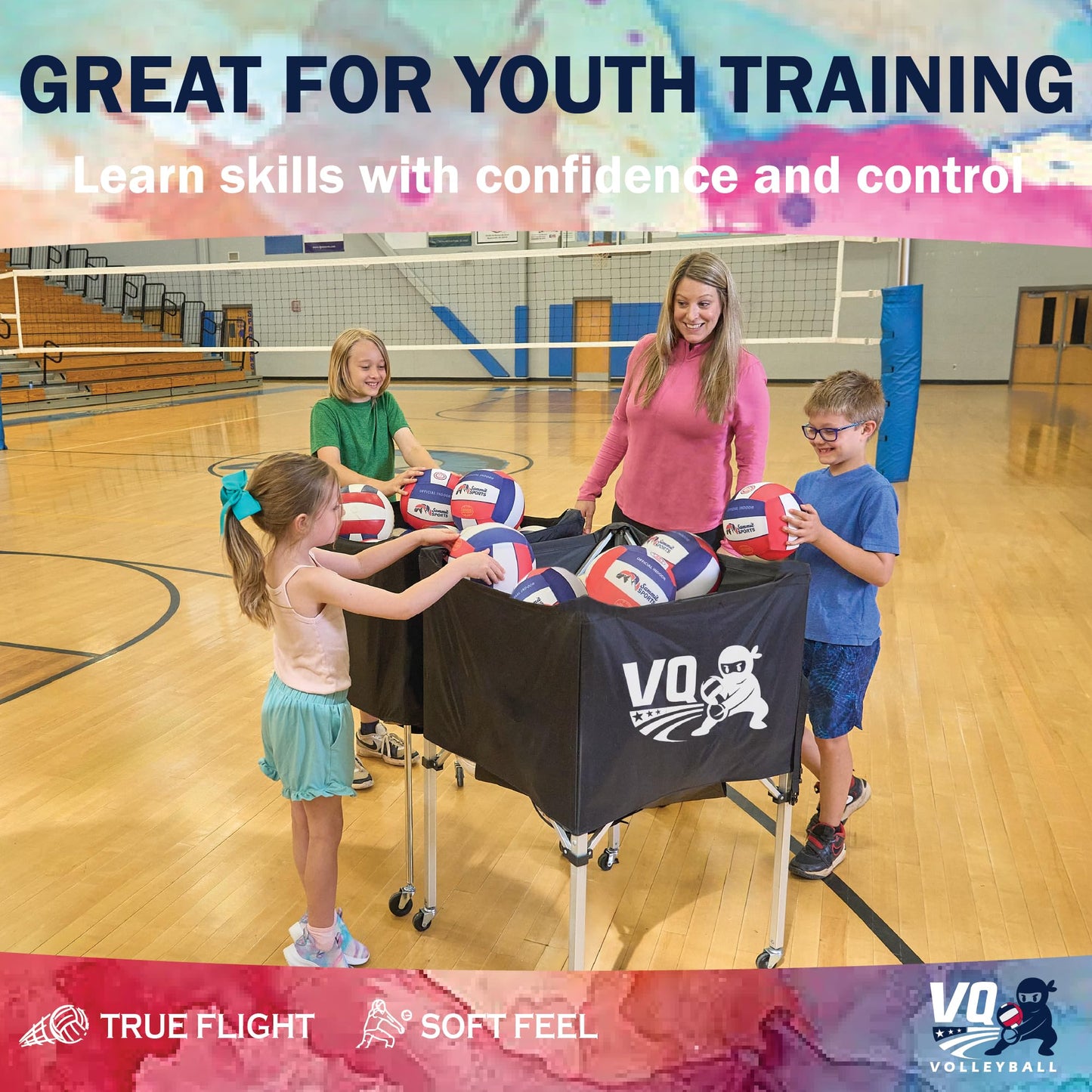 VQ Sports - Soft Volleyball for Indoor Practice - Foam Volleyball for in the House, Silent, No-Deflate, Durable, Perfect for Games & Practice - Soft on Arms