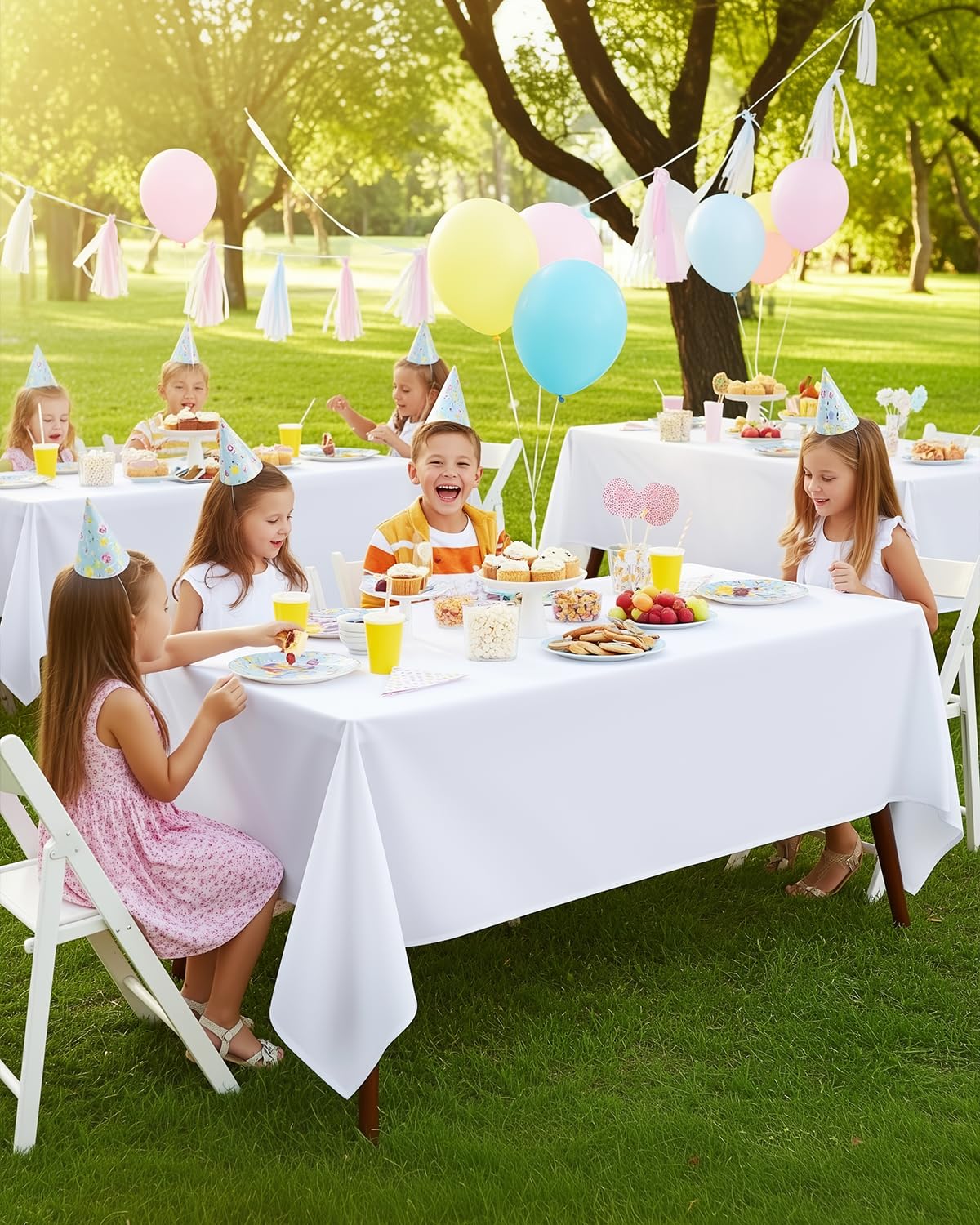 Utopia Kitchen Rectangle Table Cloth 2 Pack(90x132 Inches, White), Tablecloth Machine Washable, Polyester Table Cover for Dining, Buffet Parties, Picnics, Events, Weddings and Restaurants