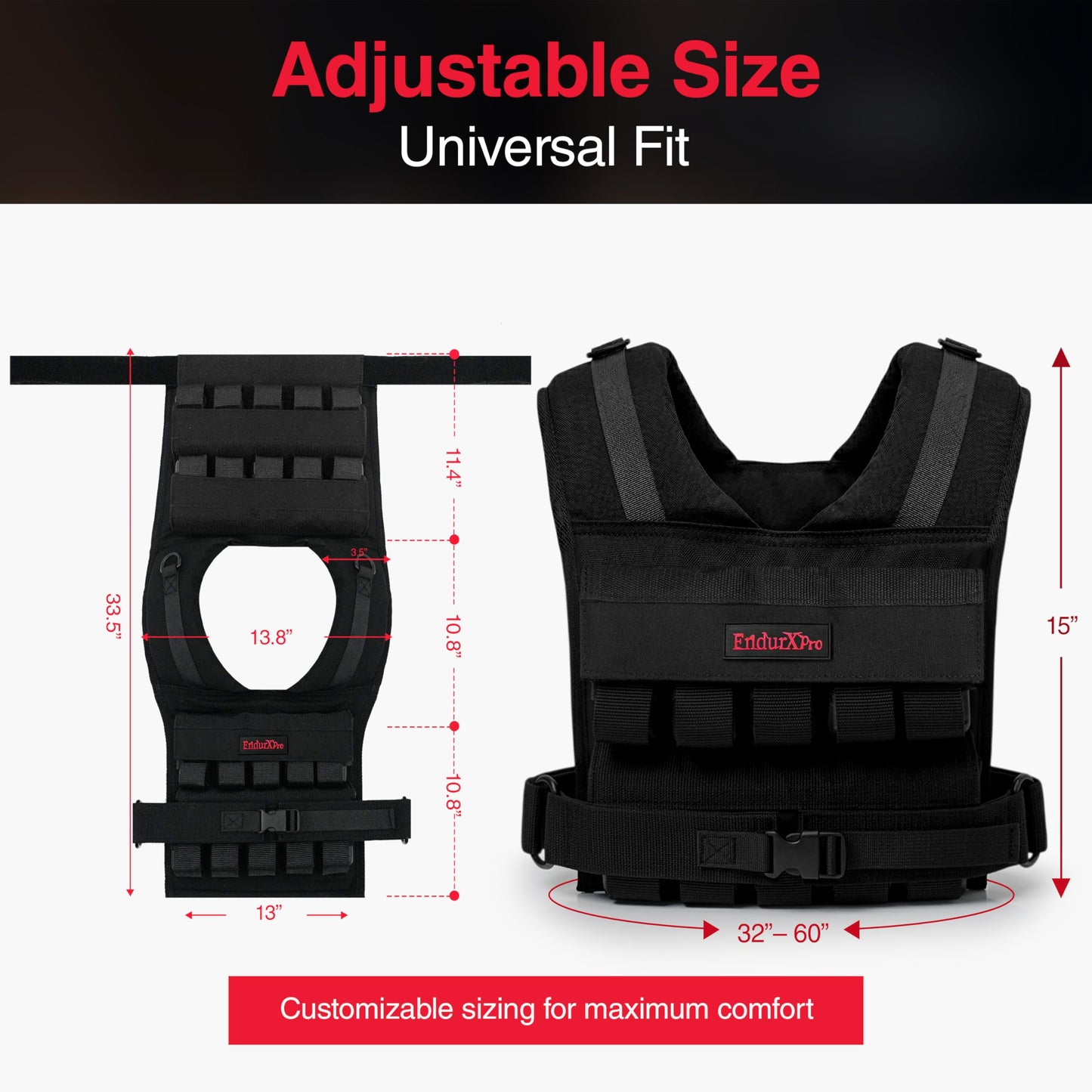 EndurXpro Weighted Vest for Men & Women | Adjustable Weight Vest 25 lbs/35 lbs/45 lbs with Removable Iron Weights, 1000D Cordura Weighted Training Vest for Rucking, Running & Strength Training