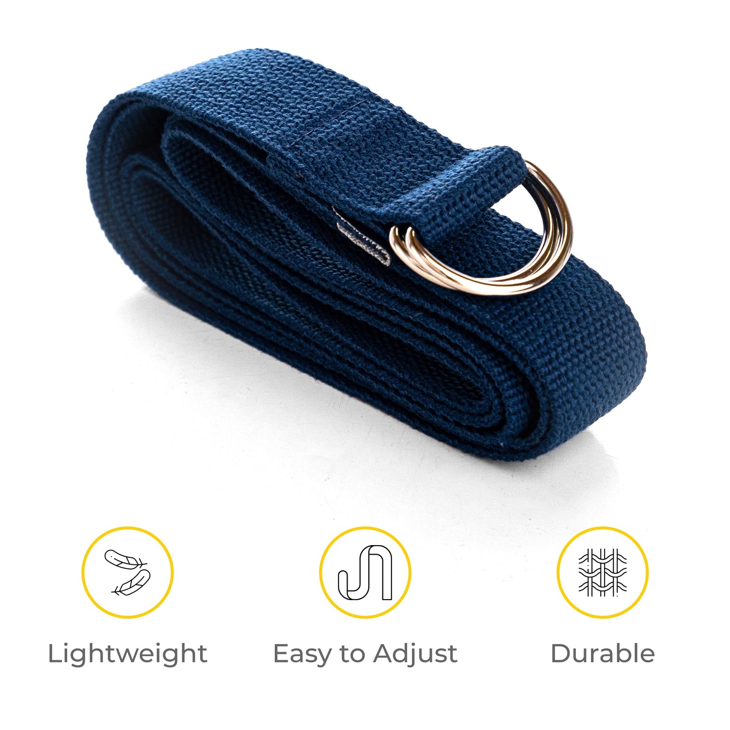 Sunshine Yoga 10-Pack Yoga Strap, 6-Foot Yoga Straps With Anti-Slip D-Ring Buckle, Adjustable Leg Stretching Strap for Muscle and Hamstring Stretch, Exercise Strap for Schools and Studios, Blue