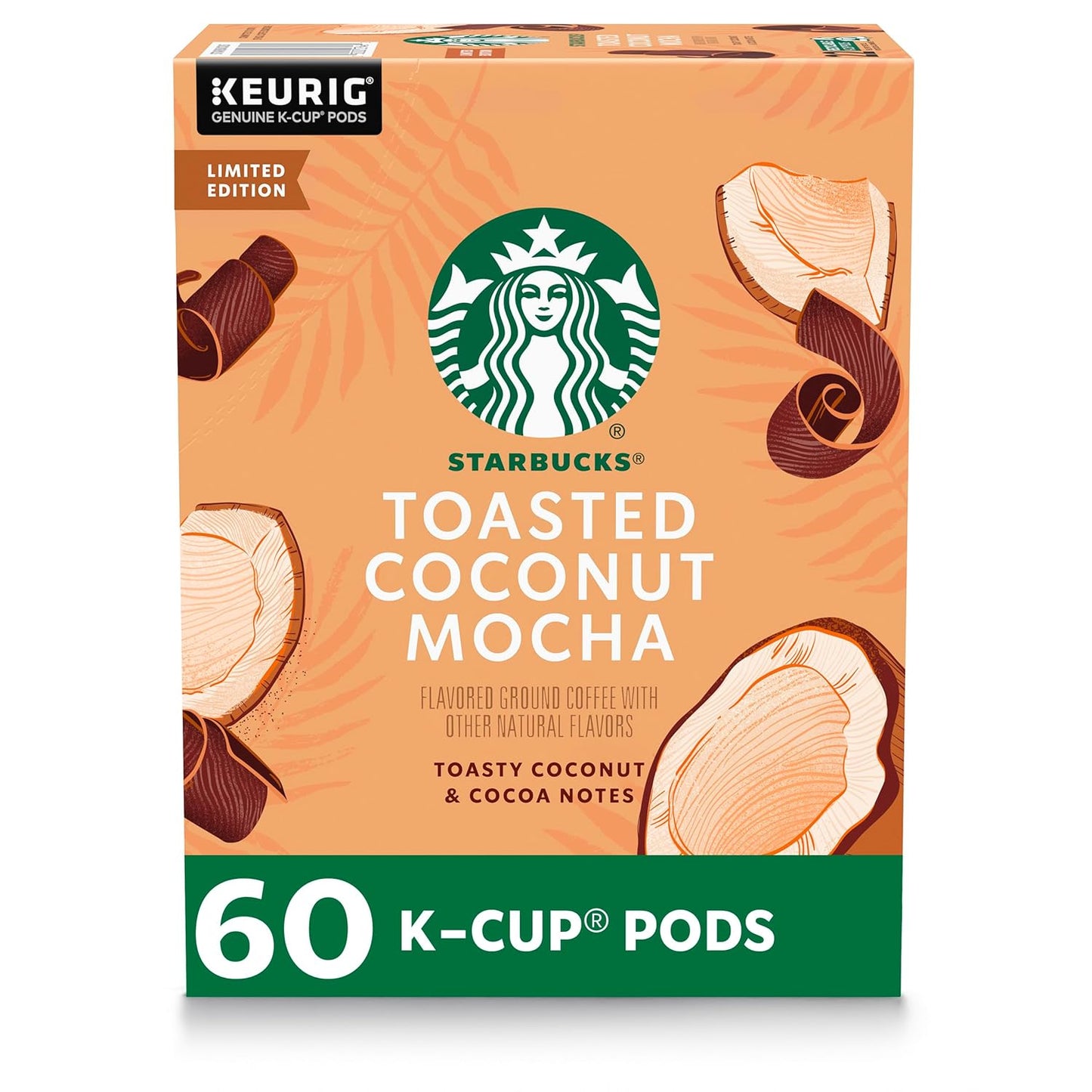 Starbucks K-Cup Coffee Pods - Toasted Coconut Mocha Flavor | 100% Arabica, Limited Edition, 60 Pods